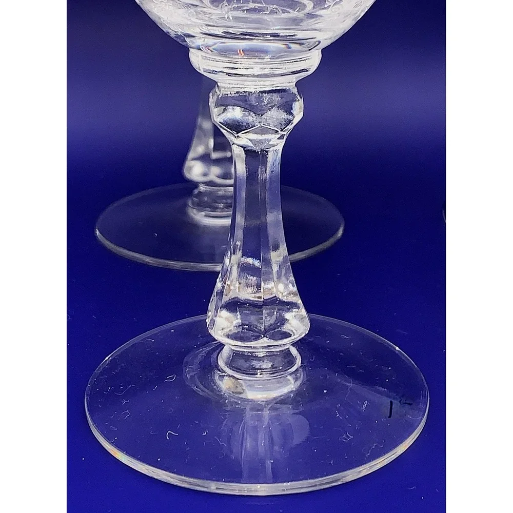 4 Cambridge‎ Chantilly Etch Crystal Champagne / High Dessert 3775 Stem Vintage